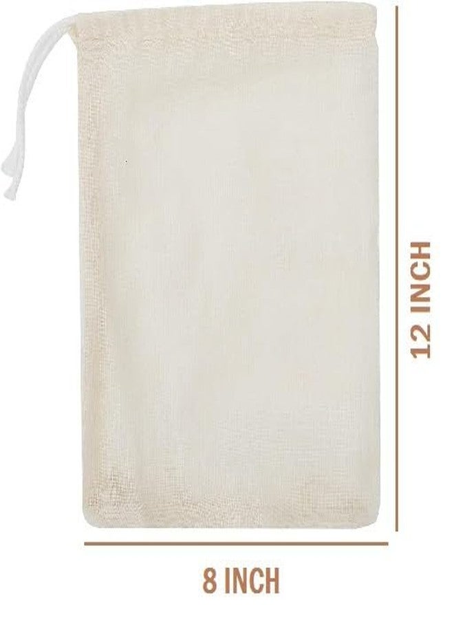 WUD 2 PCs. Muslin Cheese Cloth Bag for Kitchen, Unbleached Reusable Cotton Bags for Straining Juice as Strainer, Masala Potli, Spice Bag, Paneer, Curd, Cheese, Sprouting Beans-12x8 inches - Image 2